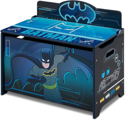 Batman Deluxe Toy Box by Delta Children Greenguard Gold Certified, Black/Blue - LeafyLoom