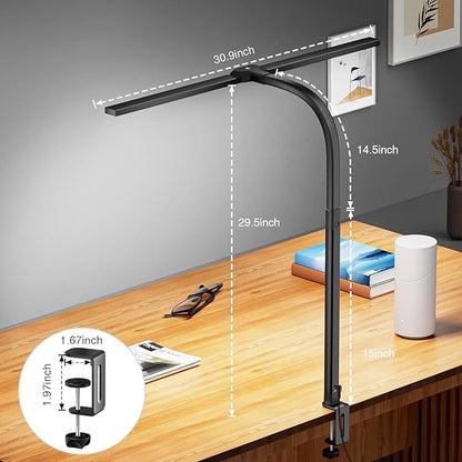 Yarrashop Desk Light for Office Home Computer Video Conference Light Zoom Meeting, 24W Ultra Bright Auto Dimming Architect Eye-Caring Desk Lamp with Clamp for Remote Work,Task, Study, Drafting - LeafyLoom