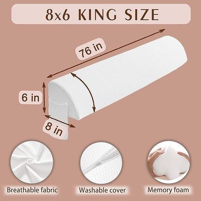 Bed Wedge Pillow for Headboard Gap Bed Mattress Gap Filler(0-6'') Memory Foam Bed Crack Headboard Pillow Stopper to Close The Gap Between Headboard Wall and Mattress Space Filler King - LeafyLoom