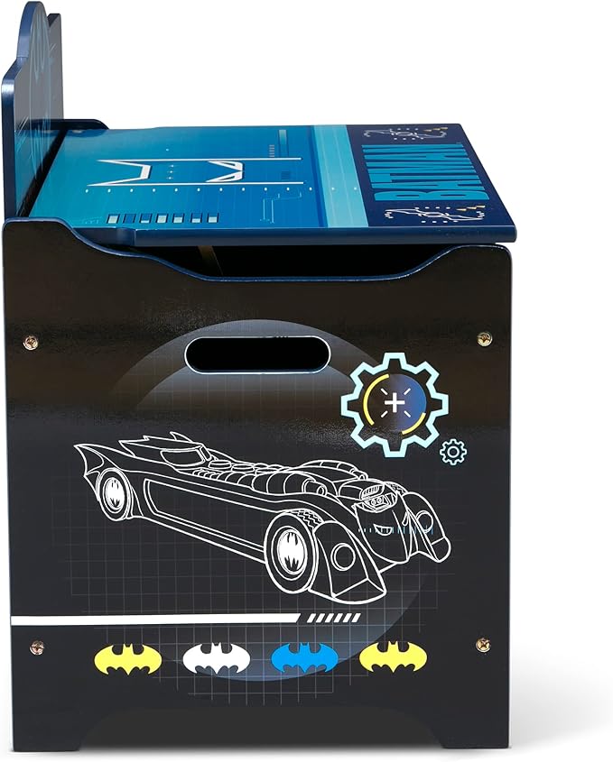 Batman Deluxe Toy Box by Delta Children Greenguard Gold Certified, Black/Blue - LeafyLoom