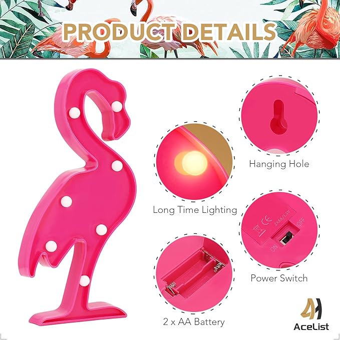 AceList Luau Party Decorations Flamingos Pineapple Lights Tropical Hawaiian Themed Party Supplies Birthday Decor for Wall Table Desk Centerpieces - LeafyLoom