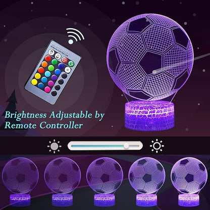 Soccer Night Light, 3D Illusion Lamp for Kids, Touch & Remote Control Multiple Colour & Flashing Modes and Brightness Adjusted Room Decor Christmas Birthday Gifts for Boys Sport Lovers Children Teen - LeafyLoom