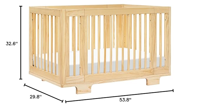 Babyletto Yuzu Convertible All-Stages Bassinet, Midi, Full-Size Crib in Natural, Greenguard Gold Certified, Portable & Adjustable with Conversion Kits and Pads Included - LeafyLoom