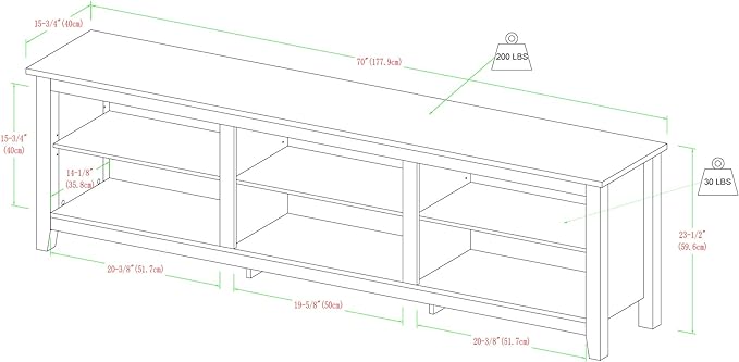 Walker Edison Wren Classic 6 Cubby TV Stand for TVs up to 80 Inches, 70 Inch, Charcoal - LeafyLoom