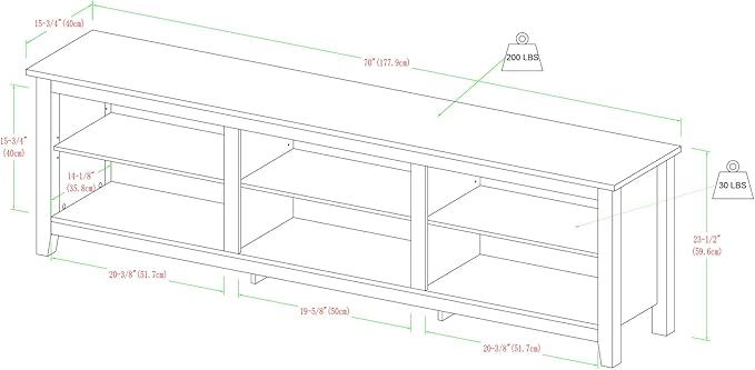 Walker Edison Wren Classic 6 Cubby TV Stand for TVs up to 80 Inches, 70 Inch, Espresso - LeafyLoom