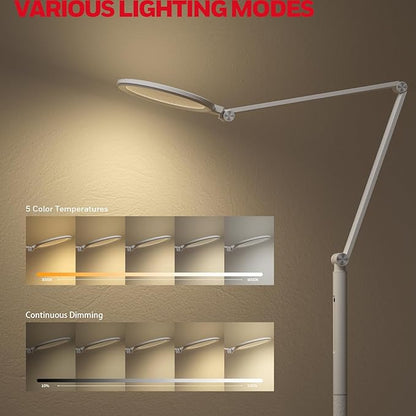 Honeywell LED Floor Lamp - F01WT Sunturalux™ Eye Caring Dimmable Standing Light with Remote,Bright Natural Daylight 5 Colors & 5 Brightness Adjustable Tall Lampara for Home Office Living Room Bedroom - LeafyLoom