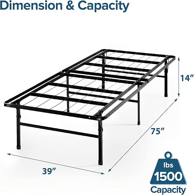 ZINUS 12 Inch Foam and Spring Mattress and Heavy Duty SmartBase Metal Mattress Foundation Set / Bed and Mattress Set / No Box Spring Needed / Mattress in a Box, Twin - LeafyLoom