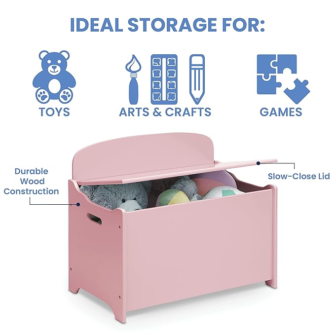 Delta Children MySize Deluxe Toy Box, Dusty Rose - LeafyLoom