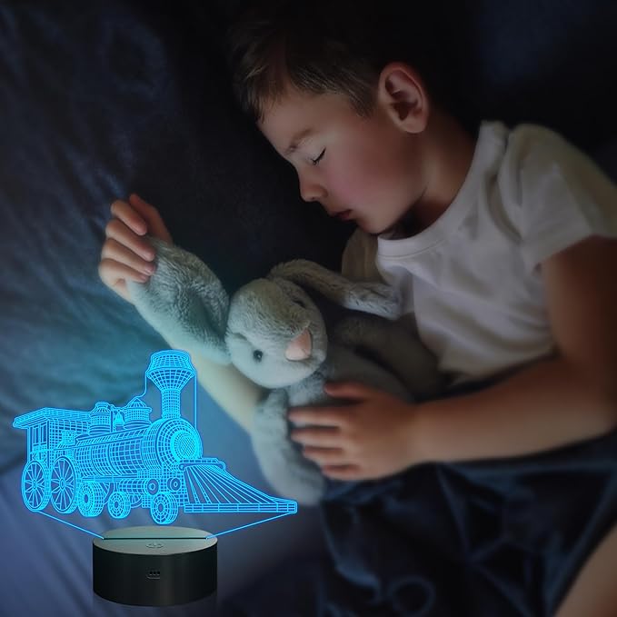 Attivolife Train 3D Gifts Lamp, Illusion Hologram Night Light with Remote Control 16 Color Changing, Kids Bedroom Decor Novelty Birthday Christmas Present for Train Model Collector Boy Men - LeafyLoom