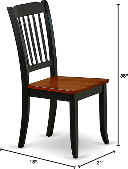 East West Furniture DAC-BCH-W Danbury Dining Room Chairs - Slat Back Solid Wood Seat Chairs, Set of 2, Black & Cherry - LeafyLoom