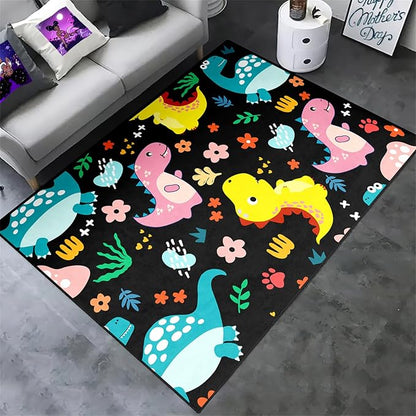 Dinosaur Rugs for Boys Bedroom - Dinosaur Pattern Area Rug Kids Bedroom Rug Kids Play Rugs for Boys Dinosaur Bedroom Decor for Boys Colorful Dinosaur Print Area Rug Kids Rugs for Bedroom,4'5''×6' - LeafyLoom