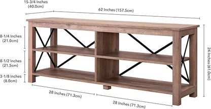 Henn&Hart Rectangular TV Stand for TV's up to 70" in Gray Oak, Electric Fireplace TV Stands for the Living Room - LeafyLoom