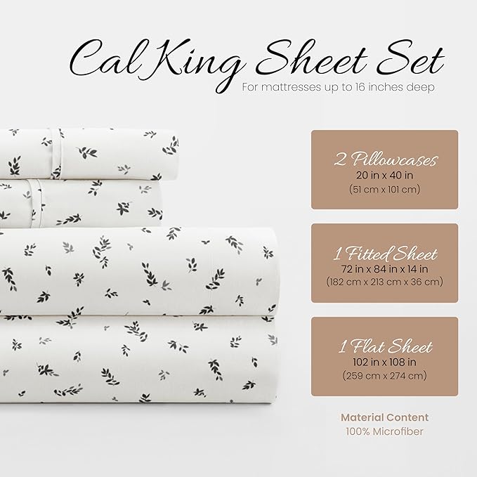 Linen Market 4 Piece California King Bedding Sheet Set (Light Gray) - Sleep Better Than Ever with These Ultra-Soft Cooling Bed Sheets for Your California King Size Bed - Deep Pocket Fits 16" Mattress - LeafyLoom