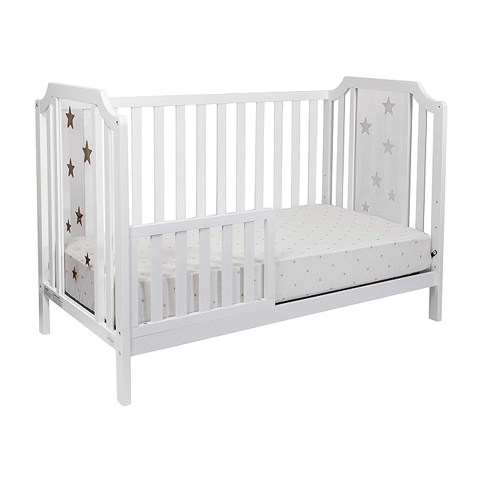 Suite Bebe Celeste 3 in 1 Convertible Island Crib, Wood and Acrylic, White - LeafyLoom