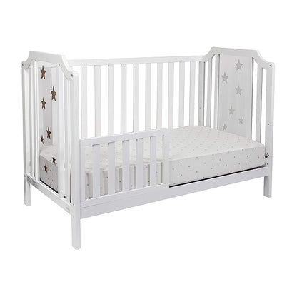 Suite Bebe Celeste 3 in 1 Convertible Island Crib, Wood and Acrylic, White - LeafyLoom