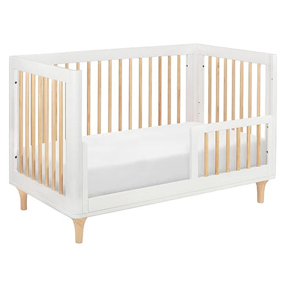 Babyletto Lolly 3-in-1 Convertible Crib with Toddler Bed Conversion Kit in White and Natural, Greenguard Gold Certified - LeafyLoom