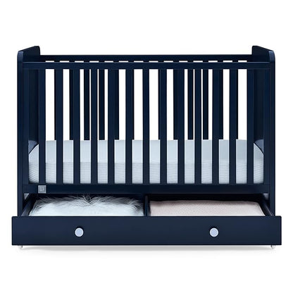 babyGap by Delta Children Graham 4-in-1 Convertible Crib with Storage Drawer TrueSleep Crib and Toddler Mattress (Bundle), Navy/Light Blue - LeafyLoom