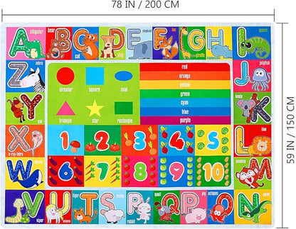 Playtime Collection ABC, Numbers and Shapes Educational Area Rug Soft Toddlers Kids Play Rug Mat Learning Mat for Classroom Bedrooms 78x59 Inch - LeafyLoom