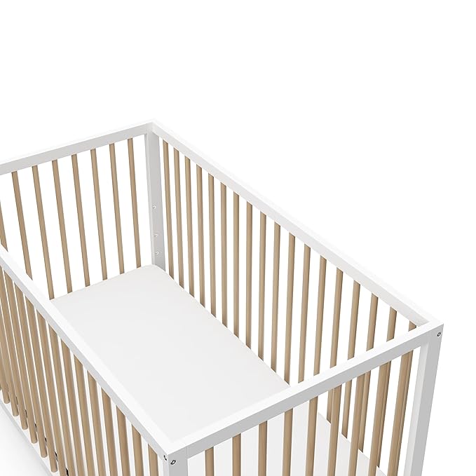 Graco Teddi 5-in-1 Convertible Crib (White with Driftwood) – GREENGUARD Gold Certified, Converts to Daybed, Toddler & Twin Bed with Headboard and Footboard, Adjustable Mattress Height - LeafyLoom