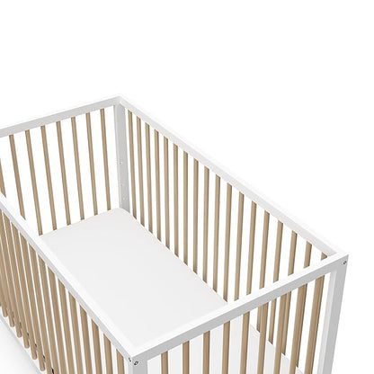 Graco Teddi 5-in-1 Convertible Crib (White with Driftwood) – GREENGUARD Gold Certified, Converts to Daybed, Toddler & Twin Bed with Headboard and Footboard, Adjustable Mattress Height - LeafyLoom