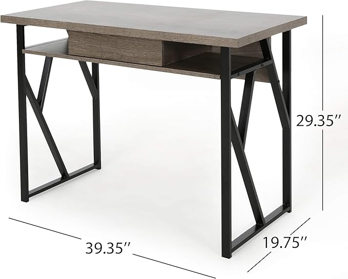 Christopher Knight Home Janet Modern Faux Wood Writing Desk, Dark Gray, Black - LeafyLoom