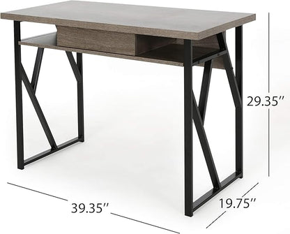 Christopher Knight Home Janet Modern Faux Wood Writing Desk, Dark Gray, Black - LeafyLoom