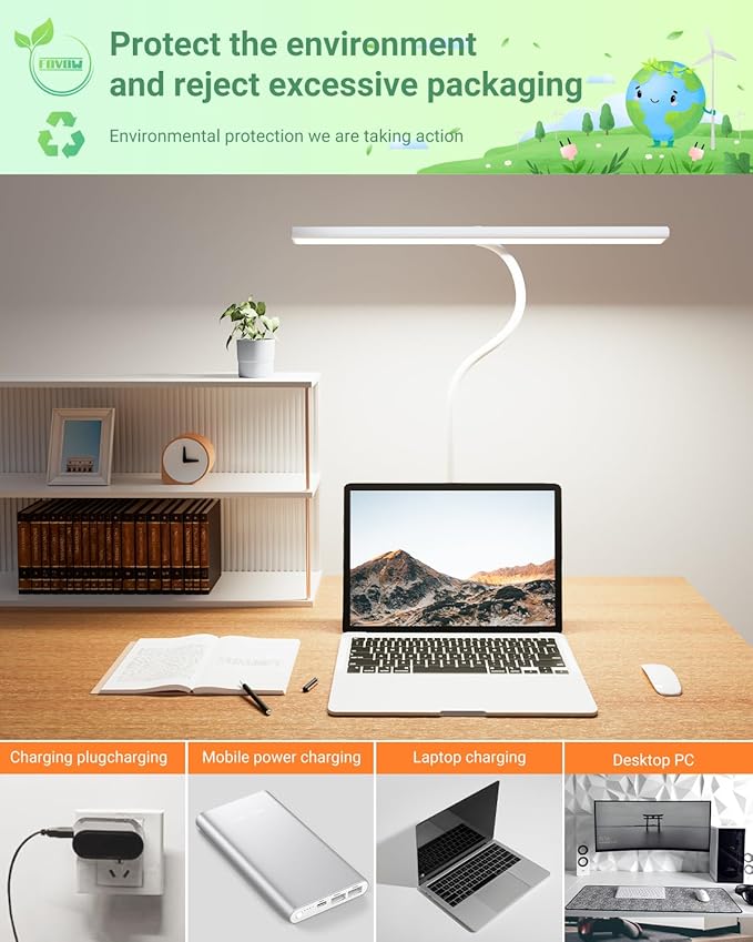 LED Desk Lamps for Home Office, Gooseneck Desk Lamps with Clamp, 30 Lighting Modes Adjustable, 18W Eye-Caring Desk Light, for Reading, Study, Workbench - LeafyLoom