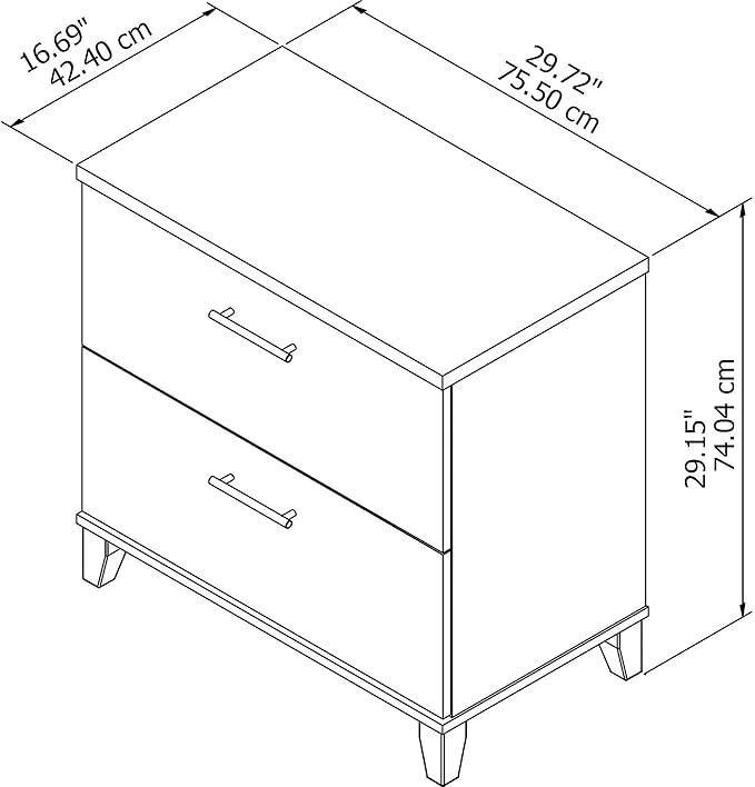 Bush Furniture Somerset 2 Drawer Lateral File Cabinet | Letter, Legal, and A4-size Document Storage for Home Office, 30W x 17D x 29H, Maple Cross - LeafyLoom