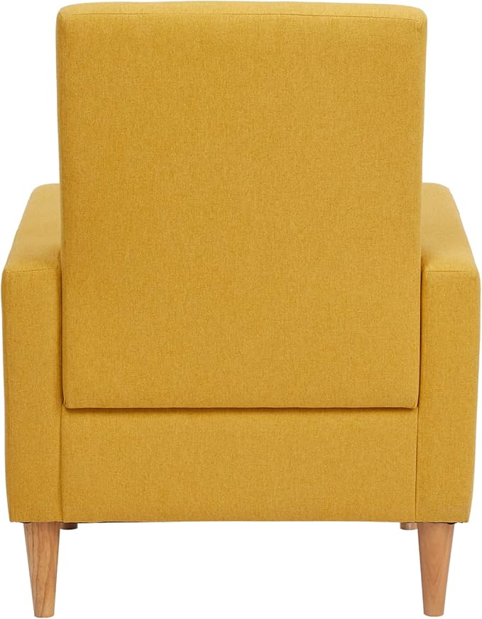 COLAMY Modern Upholstered Accent Chair Armchair with Pillow, Fabric Reading Living Room Side Chair,Single Sofa with Lounge Seat and Wood Legs, Yellow - LeafyLoom