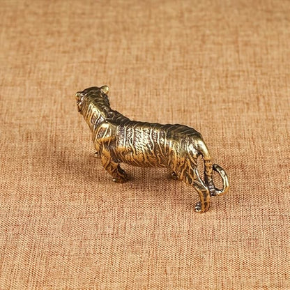 Vintage Solid Brass Big Tiger Figurine - Majestic Desk Decor for Collectors - Perfect Home or Office Accent(Big Tiger) - LeafyLoom