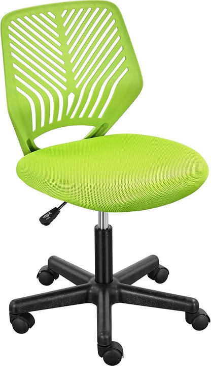 Yaheetech Kids Cute Desk Chair Small Computer Desk Chair for Teens Low-Back Armless Study Chair Swivel Task Chair Bedroom School Chair with Lumbar Support, Green - LeafyLoom