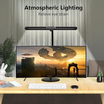 Micomlan Architect Desk Lamp with Atmosphere Lighting, Adjustable Led Desk Light for Home Office with Base, 24W Bright Auto Dimming Table Light with Rotatable Swing Arm for Workbench Computer - LeafyLoom