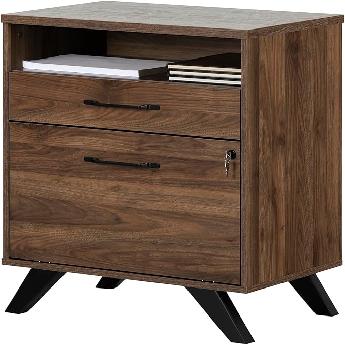 South Shore Helsy 2-Drawer File Cabinet, Lateral, Natural Walnut - LeafyLoom