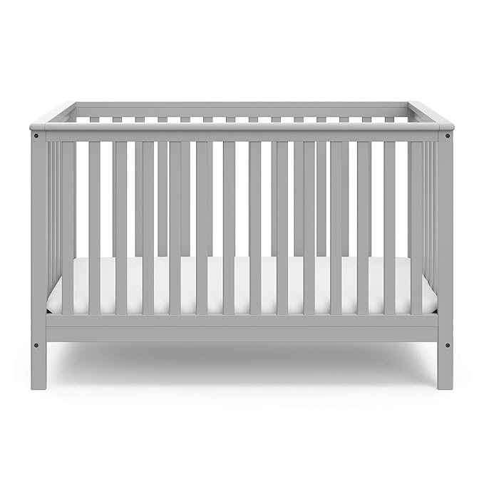 Storkcraft Hillcrest 4-in-1 Convertible Crib (Pebble Gray) - Converts to Daybed, Toddler Bed, and Full-Size Bed, Fits Standard Full-Size Crib Mattress, Adjustable Mattress Support Base - LeafyLoom