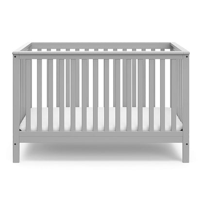 Storkcraft Hillcrest 4-in-1 Convertible Crib (Pebble Gray) - Converts to Daybed, Toddler Bed, and Full-Size Bed, Fits Standard Full-Size Crib Mattress, Adjustable Mattress Support Base - LeafyLoom