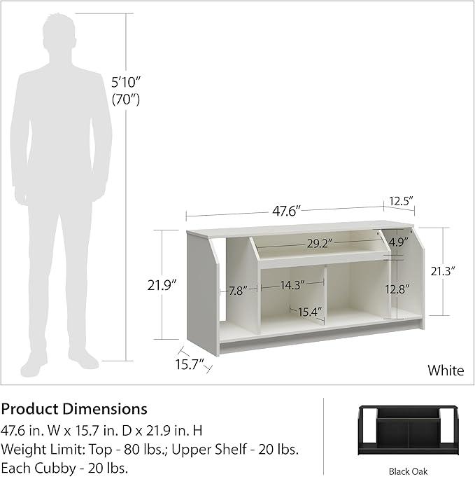 Ameriwood Home The Loft Stand for TVs up to 59", White - LeafyLoom