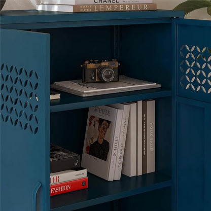 Mr. Kate Annie Short Metal 2 Door Cabinet, Deep Blue Ocean - LeafyLoom