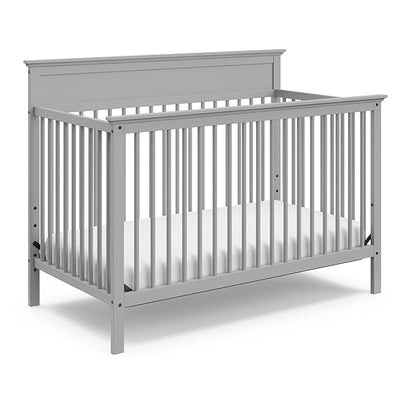 Storkcraft Carmel 5-in-1 Convertible Crib (Pebble Gray) - GREENGUARD Gold Certified, Converts to Toddler Bed & Full-Size Bed, Fits Standard Full-Size Crib Mattress, 4 Adjustable Mattress Heights - LeafyLoom