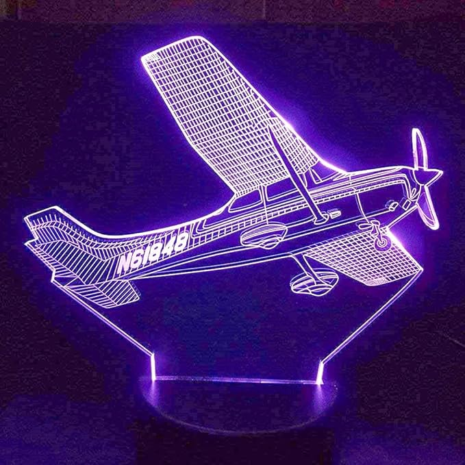 3D Plane Night Light Table Desk Optical Illusion Lamps 7 Color Changing Lights LED Table Lamp Xmas Home Love Birthday Children Kids Decor Toy Gift - LeafyLoom