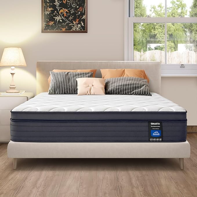 King Mattress 14 Inch - Memory Foam Hybrid Mattress with Motion Isolation and Pressure Relief, Strong Edge Support, Pocket Spring King Size Mattress in a Box, Medium Firm - LeafyLoom