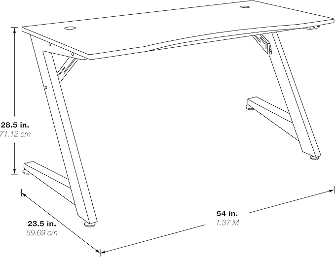 OSP Home Furnishings Beta Battlestation Gaming Desk with Bluetooth RGB LED Lights, Matte Black - LeafyLoom