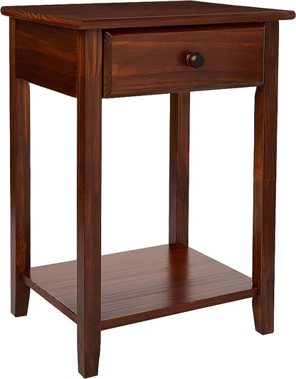 Casual Home Night Owl Nightstand with USB Ports-Warm Brown - LeafyLoom