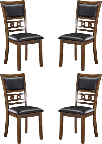 New Classic Furniture Gia Dining Chair (Set of Four), Black PU Upholstered Seat & Back Rest, Brown - LeafyLoom