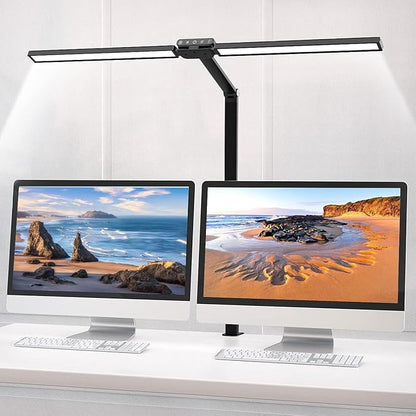 Hapfish LED Desk Lamp for Home Office, 24W Brightest 31Inch Monitor Light Bar, 5 Color Modes and Dimmable, Eye Protection Modern Clamp Table Lamps for Study Monitor Office - LeafyLoom