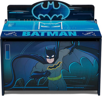 Batman Deluxe Toy Box by Delta Children Greenguard Gold Certified, Black/Blue - LeafyLoom