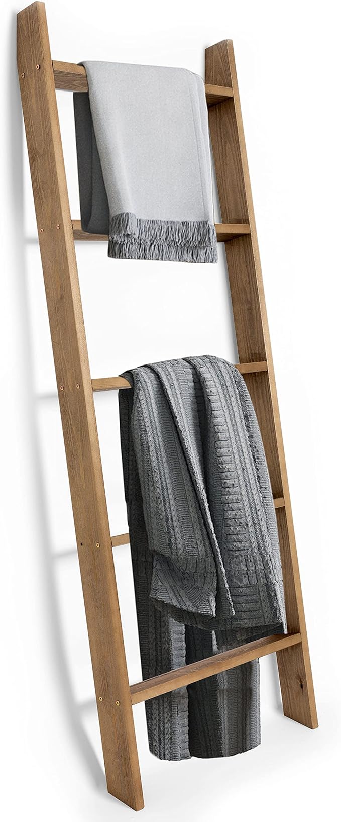 Ilyapa Blanket Ladder for Living Room, Ladder Blanket Holder - Rustic Decorative Quilt Ladder, Barnwood Blanket Ladders for Living Room, Farmhouse Decor, Quilt Ladder - LeafyLoom