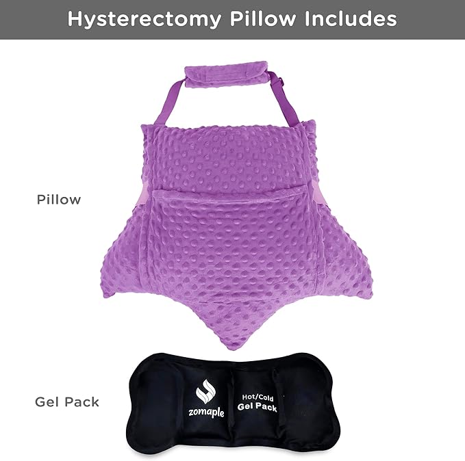 Zomaple Hysterectomy Pillow- Super Comfy Shock Absorbing Hysterectomy Recovery Pillow with 2 Pockets and Gel Pack- Tummy Pillow with Hands Placement Pou - LeafyLoom