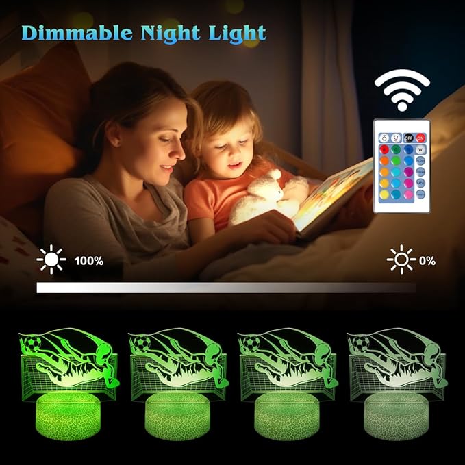 Soccer Night Light,Soccer Gifts for Kid,3D Soccer Lamp,Kids Bedside Lamp,16 Color Change Decor Lamp with Remote & Smart Touch, Gifts for Christmas Birthday Boys Men Girls - LeafyLoom