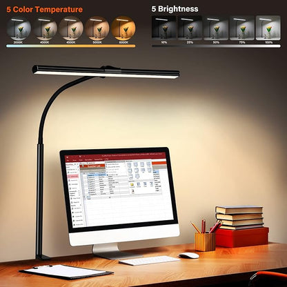 LED Desk Lamp with Clamp - Architect Desk Lamp Swing Arm Task Light 360 ° Rotation Gooseneck Desktop Lighting for Office Home Workbench Drafting Reading - LeafyLoom