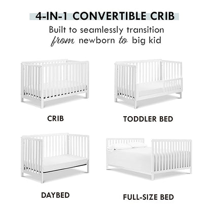 Carter's by DaVinci Colby 4-in-1 Low-Profile Convertible Crib in White, Greenguard Gold Certified - LeafyLoom